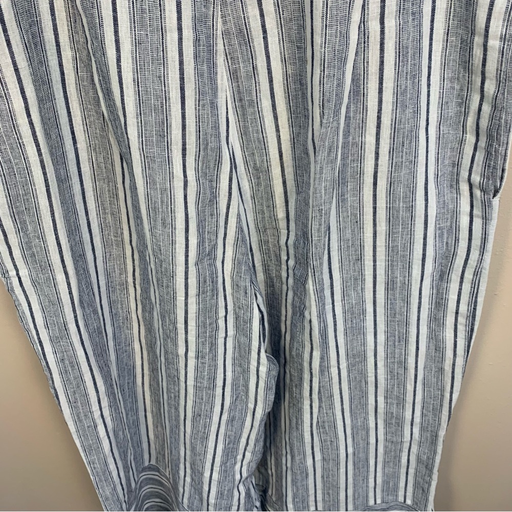Beachlunchlounge Striped Linen Blend Wide Leg Cropped Jumpsuit - Picture 8 of 10